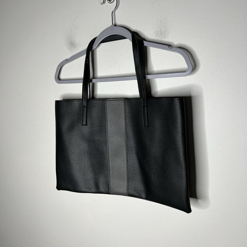 Vince Camuto Black/Grey Vegan Leather Pebble Texture Laptop Computer Tote